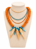 Orange and turquoise shell necklace