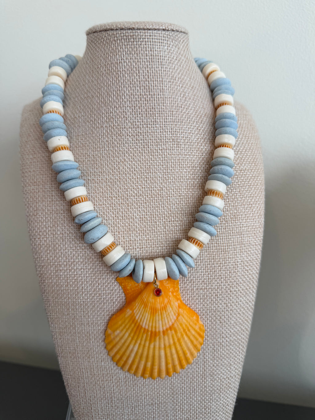 Bright Orange Scallop Necklace