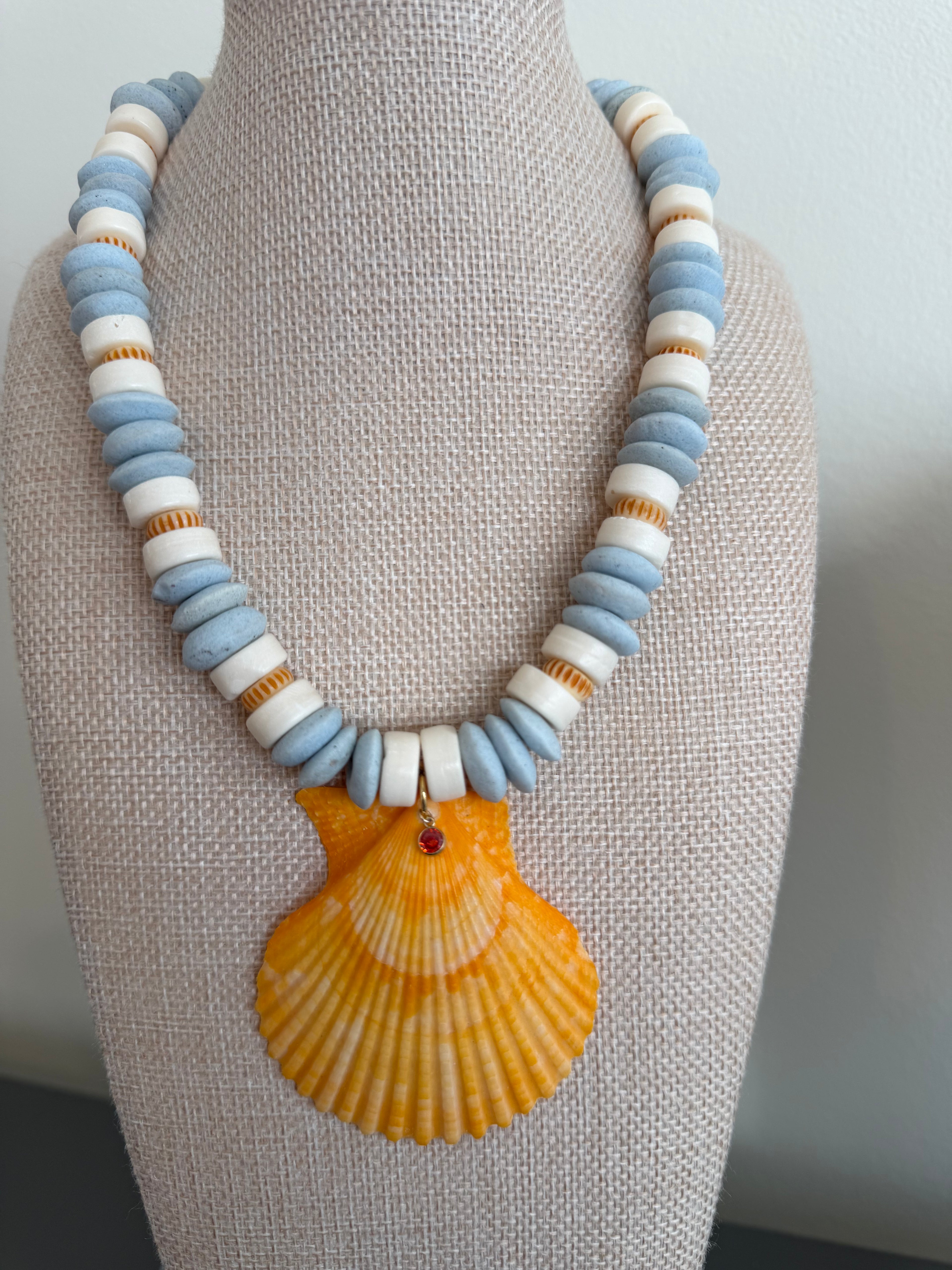 Bright Orange Scallop Necklace