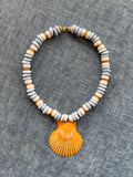 Bright Orange Scallop Necklace